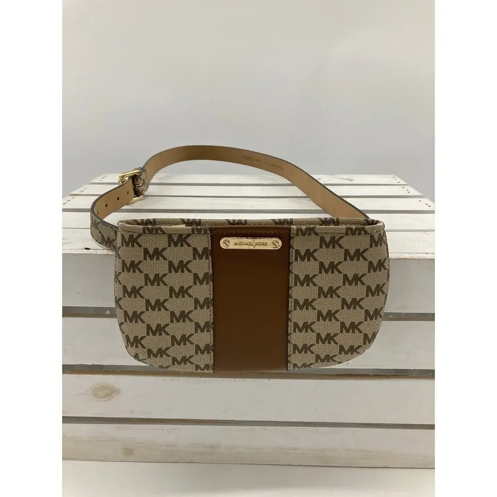MICHAEL KORS, TAN, BROWN LARGE, (LARGE BELT SIZE) FANNY PACK